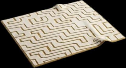 Tapis à motifs géométriques dorés, un coin replié