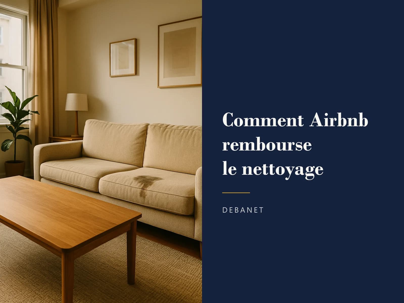 Canapé beige taché d'une location courte durée : « Comment Airbnb rembourse le nettoyage »
