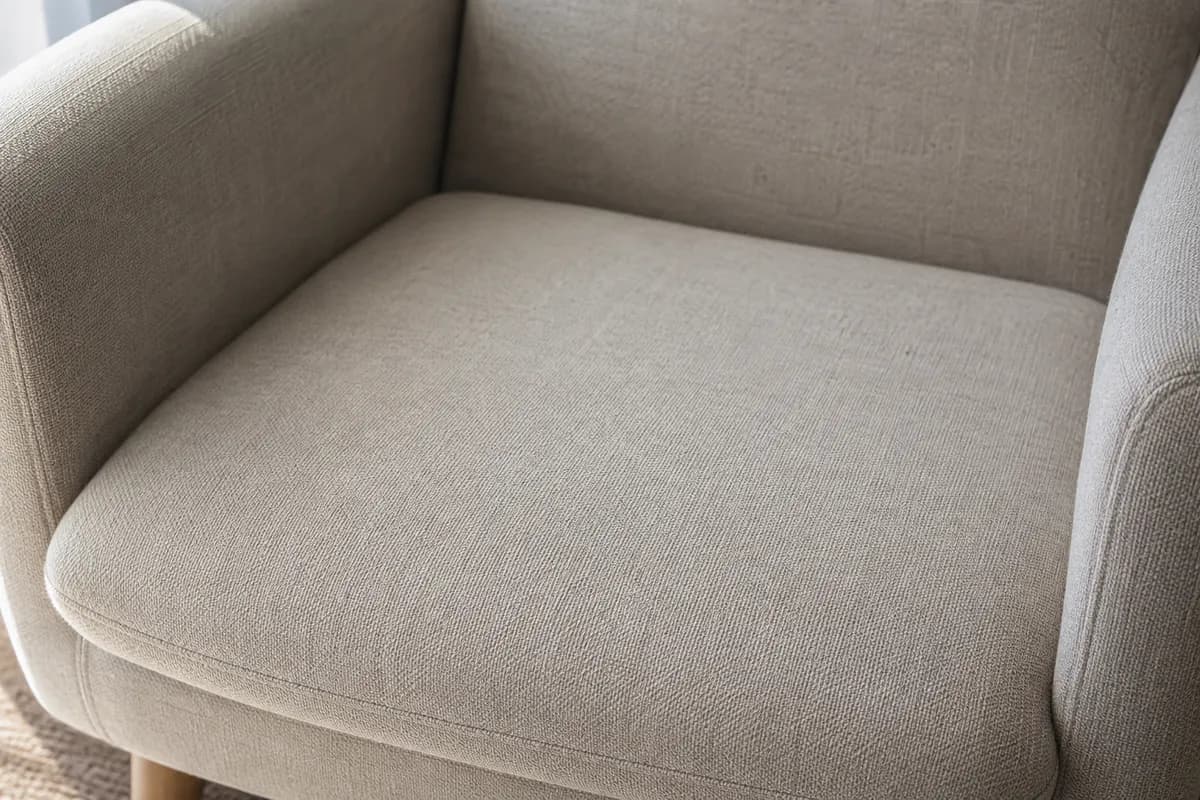 Gros plan sur l'assise propre d'un fauteuil, sans poils d'animaux