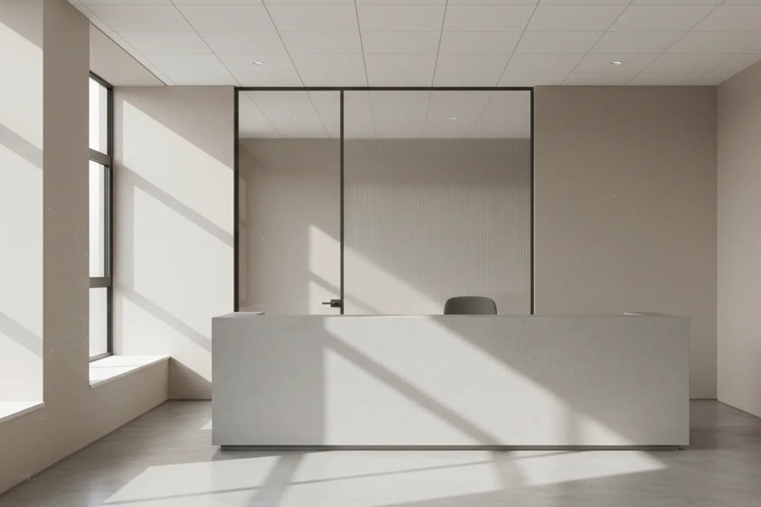 Illustration d'un hall de bureau professionnel sobre, entretien insuffisant