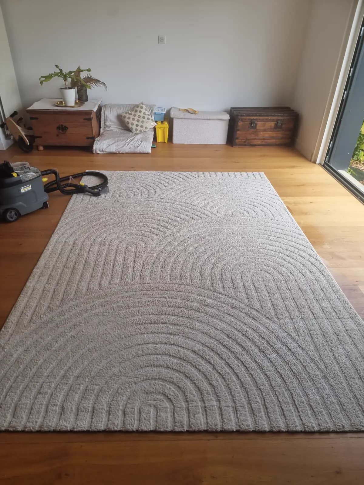 Le même tapis après extraction, le relief du motif à nouveau lisible